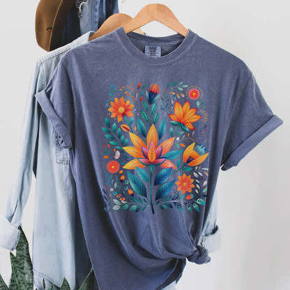 Boho Folk Art  Wildflower T-Shirt-carlalin