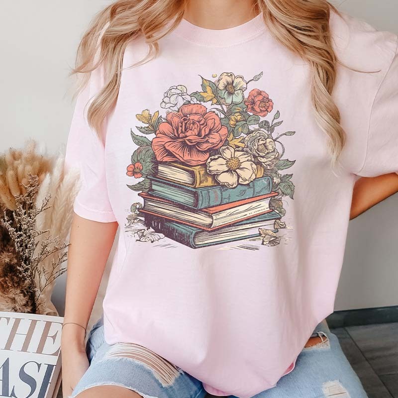 Books and Flowers  Reader Gardening T-Shirt-carlalin