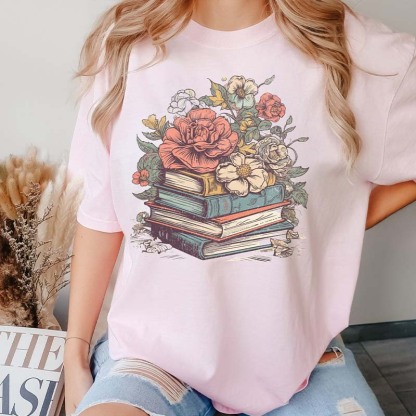 Books and Flowers  Reader Gardening T-Shirt-carlalin