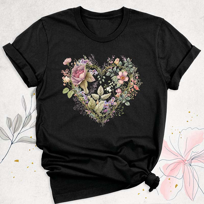 Floral Heart Lover Wildflower T-Shirt-carlalin