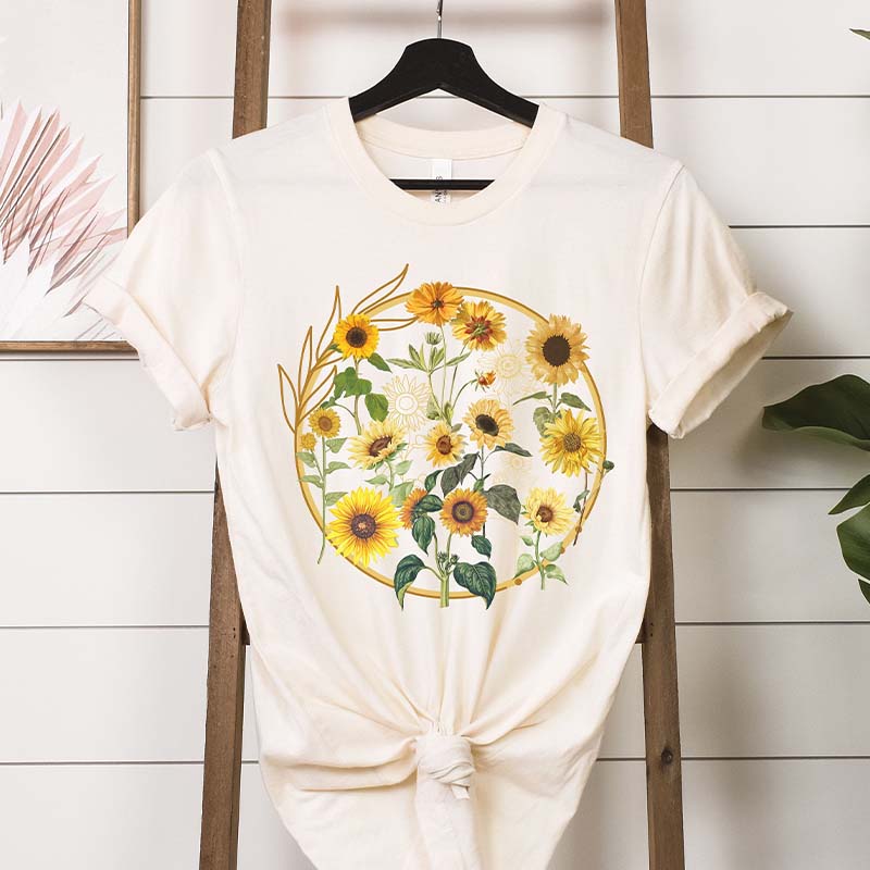 Aestheti Sunflower Floral Graphic Gift T-Shirt-carlalin