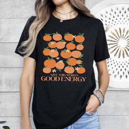 Positive Vibes Orange Inspirational T-Shirt-carlalin