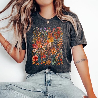 Floral Flowers Botanical T-Shirt-carlalin