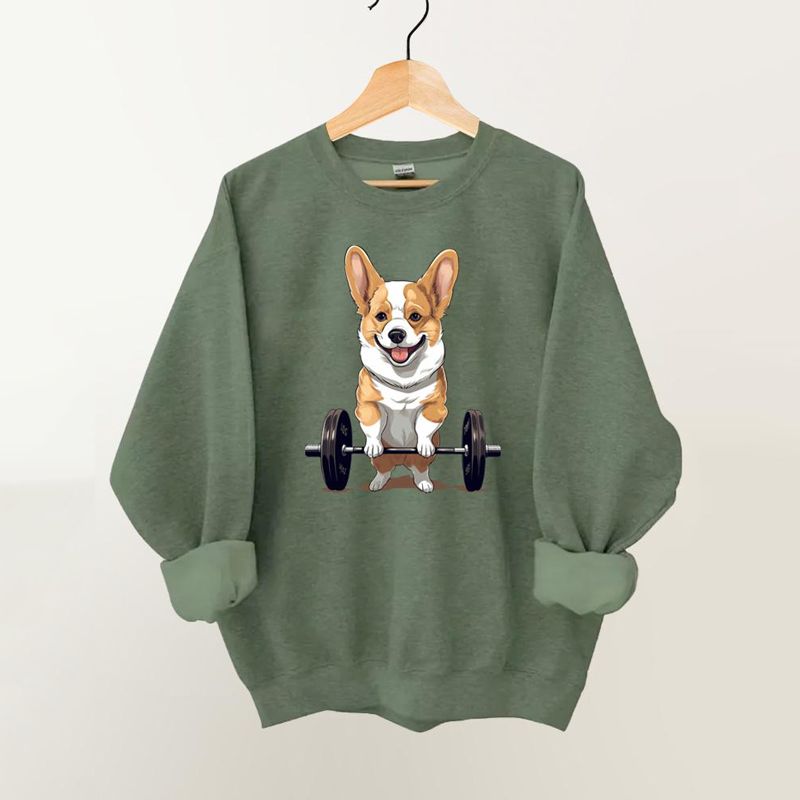 WeightLifting Corgi Vintage Gym Sweatshirt-carlalin