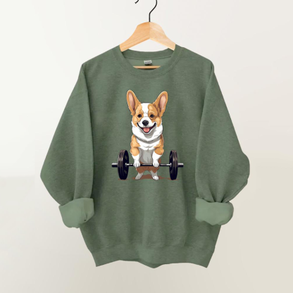 WeightLifting Corgi Vintage Gym Sweatshirt-carlalin