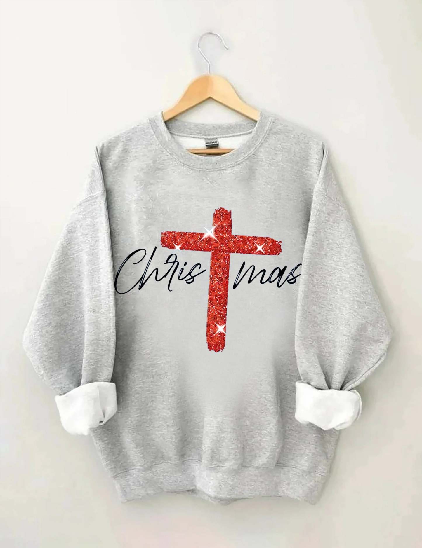 Retro Christmas Faith Cross Print Sweatshirt-carlalin