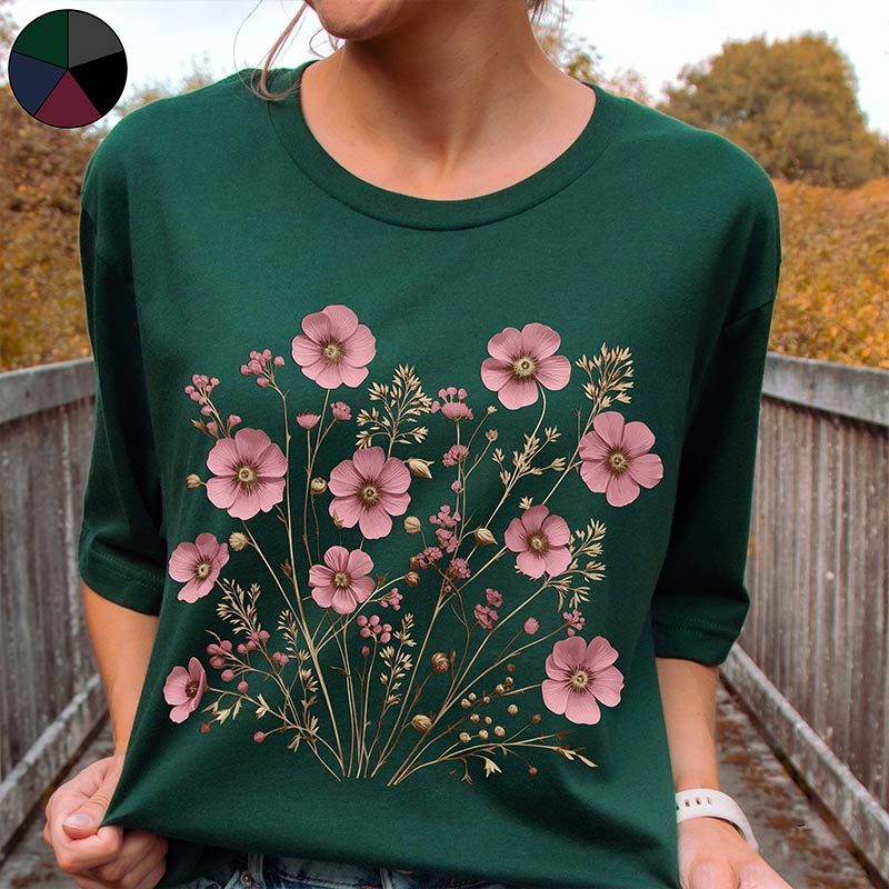 Soft Pink Wildflowers T-Shirt-carlalin