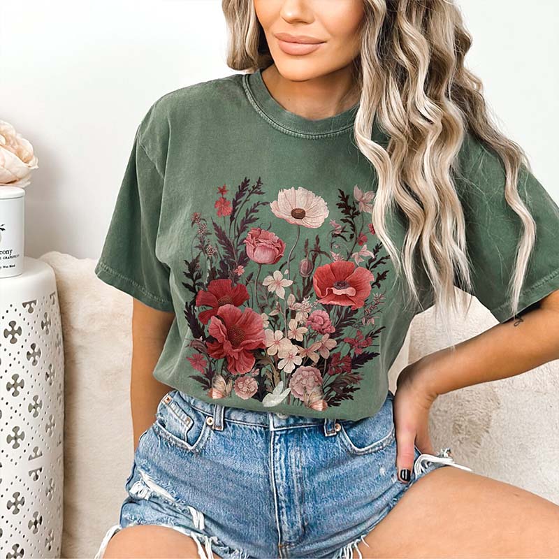 Boho wildflowers granola girl Autumn T-Shirt-carlalin