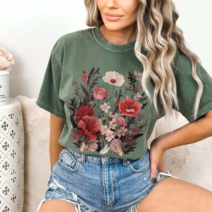 Boho wildflowers granola girl Autumn T-Shirt-carlalin