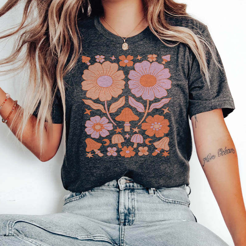 Daisy Mushroom Floral T-Shirt-carlalin