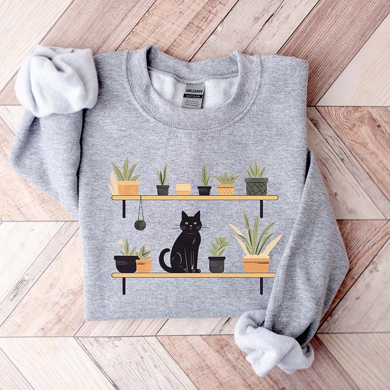 Cats and Plants Succulent Sweatshirt-carlalin
