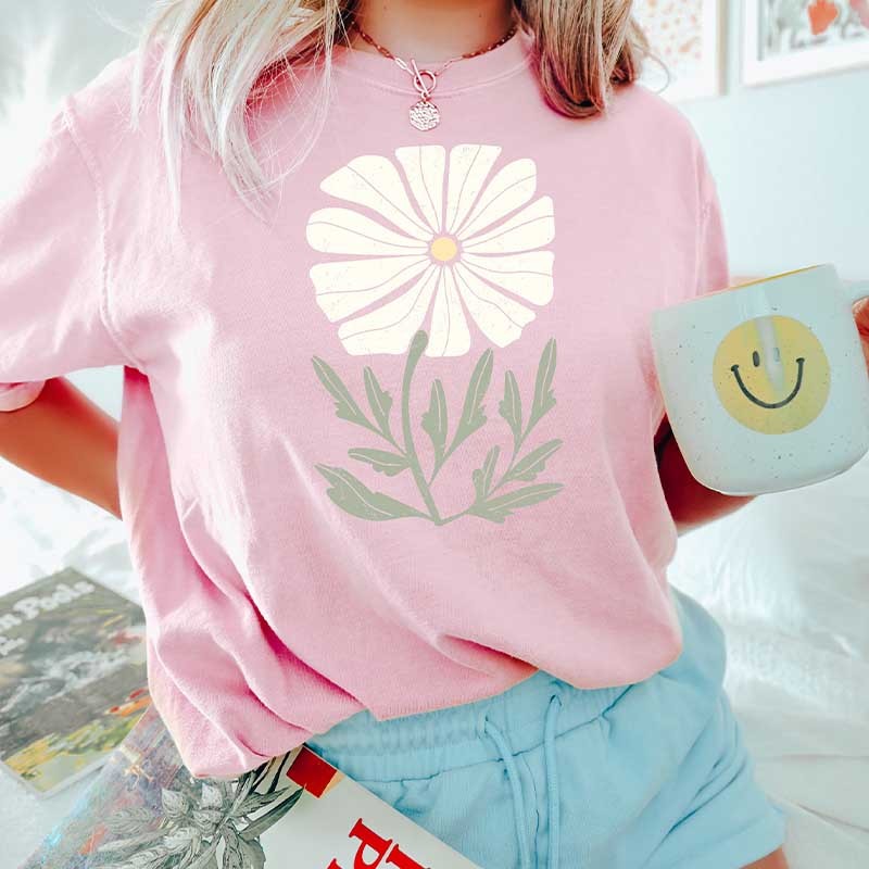 Daisy Flower Spring Floral T-Shirt-carlalin