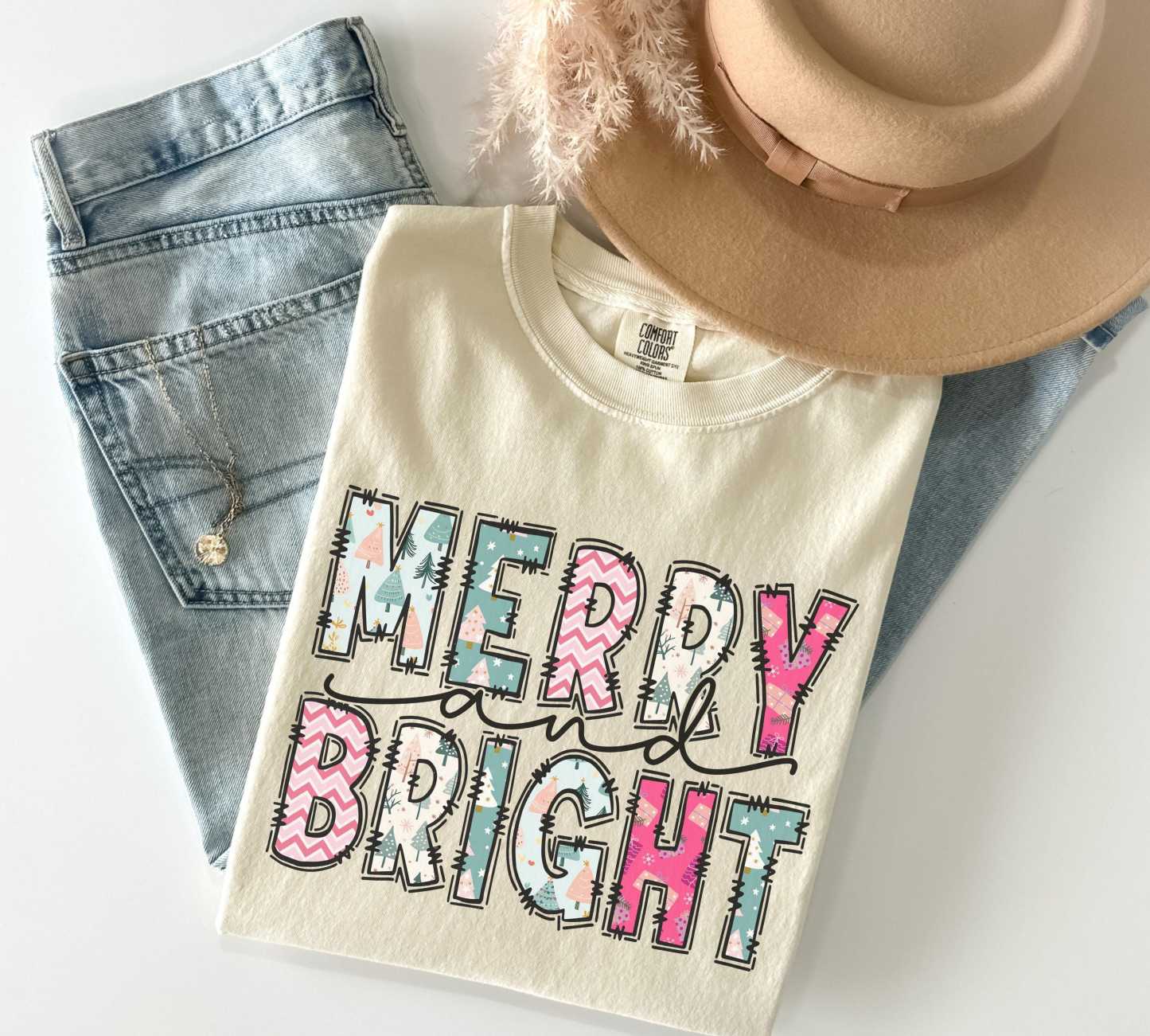 Comfort Colors Merry and Bright Christmas Shirt