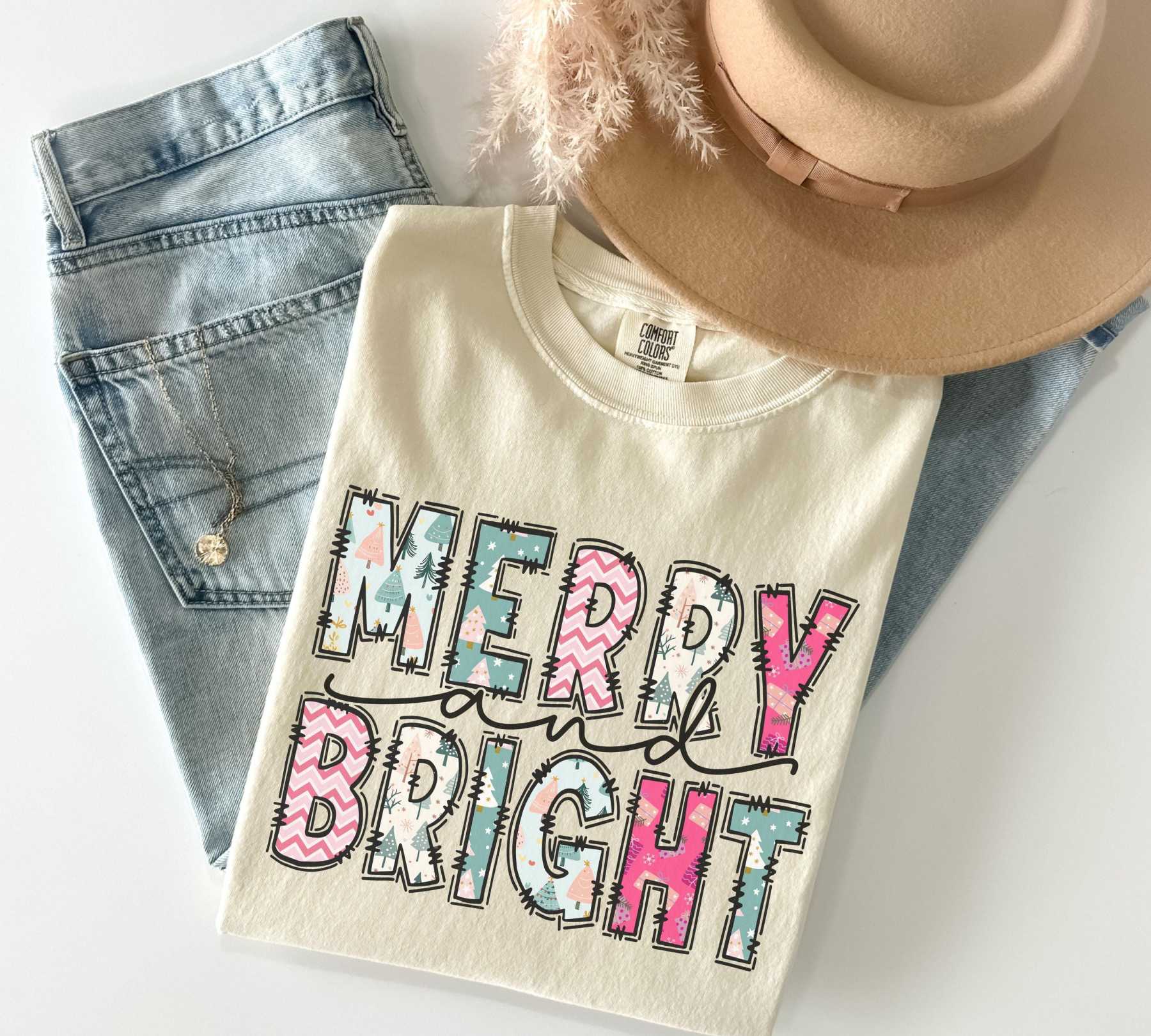 Comfort Colors Merry and Bright Christmas Shirt