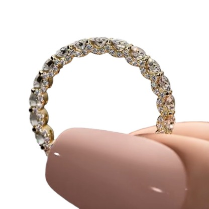 925 sterling silver star diamond ring, handmade, inlaid with 266 diamonds