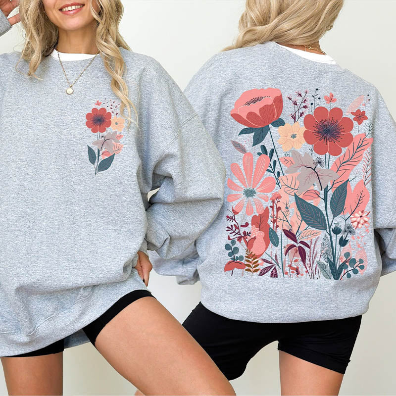 Boho Flower Minimalist Print Sweatshirt-carlalin
