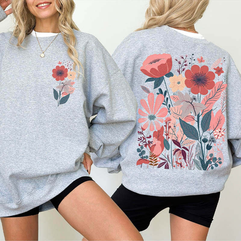 Boho Flower Minimalist Print Sweatshirt-carlalin