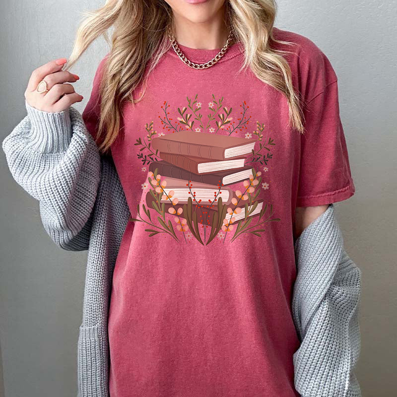 Floral Book illustration T-Shirt-carlalin