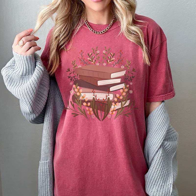 Floral Book illustration T-Shirt-carlalin