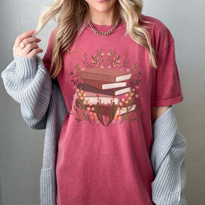Floral Book illustration T-Shirt-carlalin