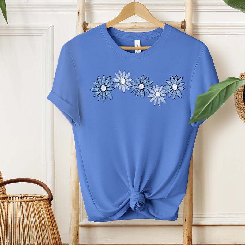 Blue Daisy Wildflower Cute T-Shirt-carlalin