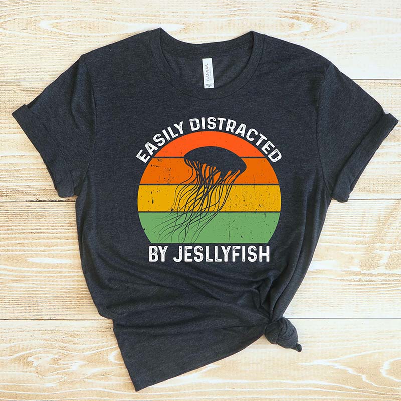 Easily Distracted by Jellyfish Ocean T-Shirt-carlalin