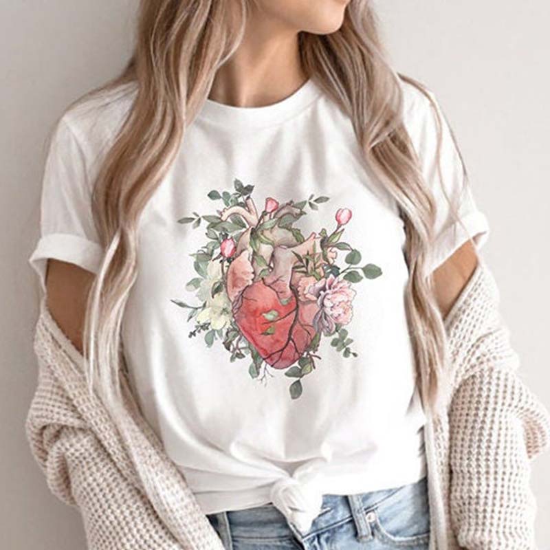 Watercolor Floral Anatomical Heart T-Shirt
