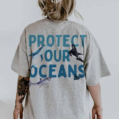 Protect Our Oceans  Of  Save The Sharks T-Shirt-carlalin