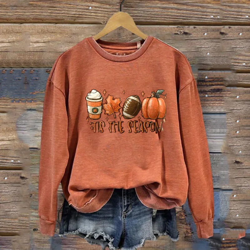 The Season Pumpkin Print  Sweatshirt-carlalin
