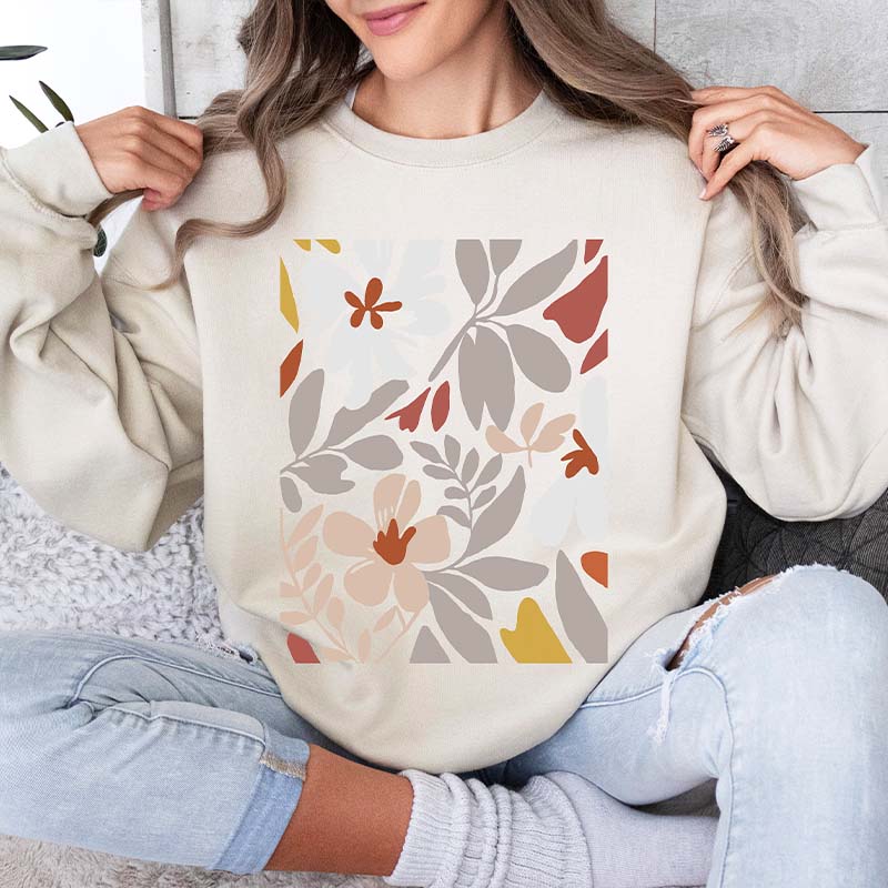 Boho White Flower Minimalist Sweatshirt-carlalin