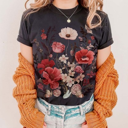 Boho wildflowers granola girl Autumn T-Shirt-carlalin