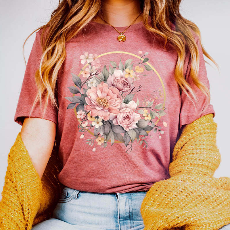 Watercolor  Boho Wildflowers Autumn T-Shirt-carlalin
