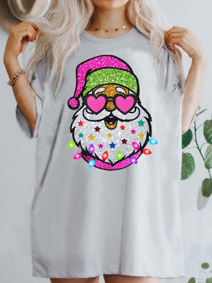 Sparkly Glitter Christmas Lights Pink T-shirt-carlalin
