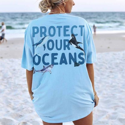 Protect Our Oceans  Of  Save The Sharks T-Shirt-carlalin