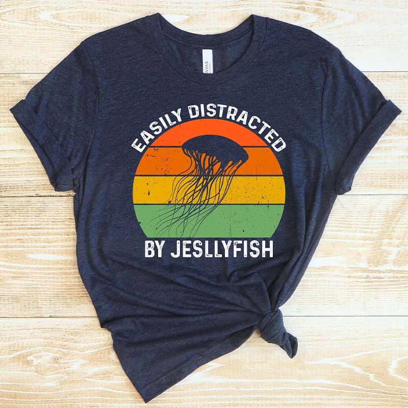 Easily Distracted by Jellyfish Ocean T-Shirt-carlalin