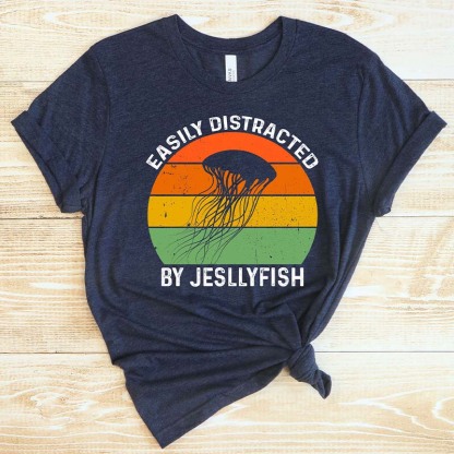 Easily Distracted by Jellyfish Ocean T-Shirt-carlalin
