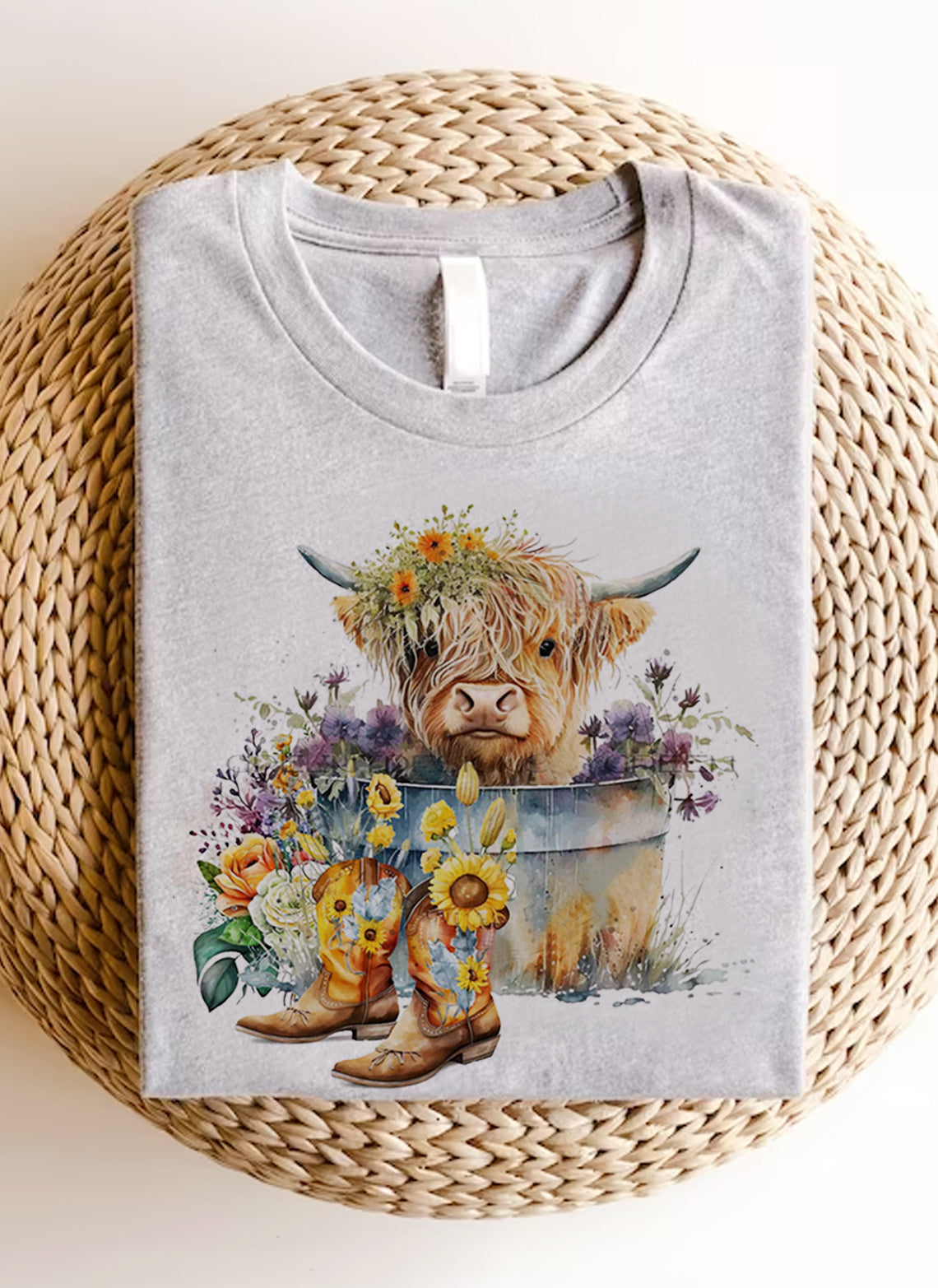 Highland Cow in Metal Tub Shirts-carlalin