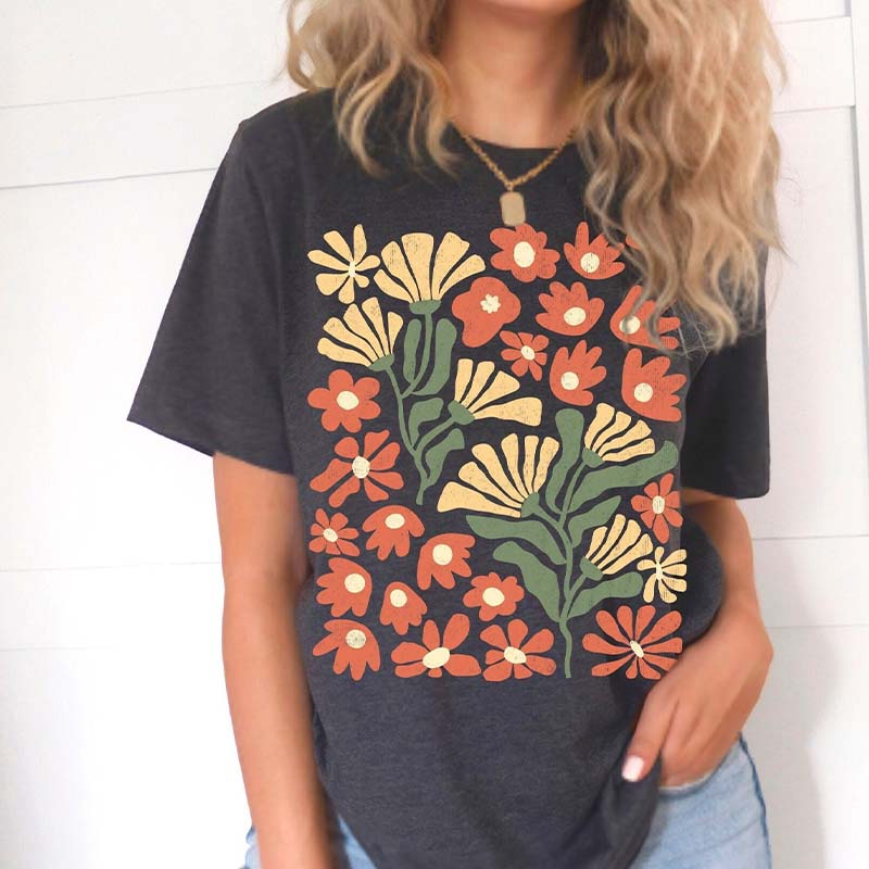 Abstract Flower Botanical T-Shirt-carlalin