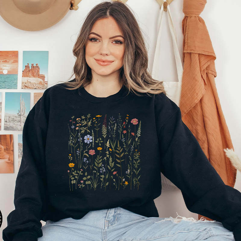 Dried Wildflower Boho Nature Sweatshirt-carlalin