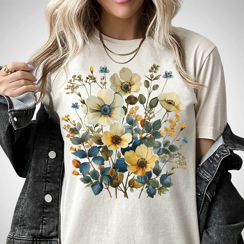 Wildflowers Vintage Pressed Garden T-Shirt-carlalin