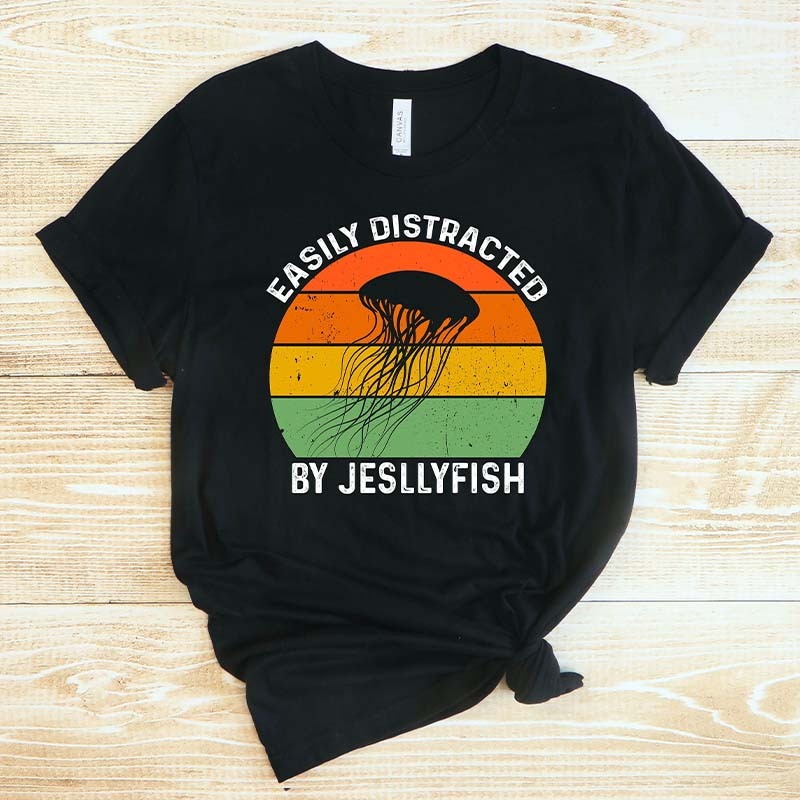 Easily Distracted by Jellyfish Ocean T-Shirt-carlalin