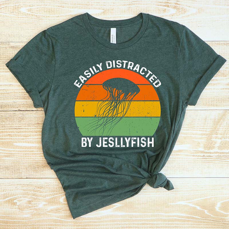 Easily Distracted by Jellyfish Ocean T-Shirt-carlalin