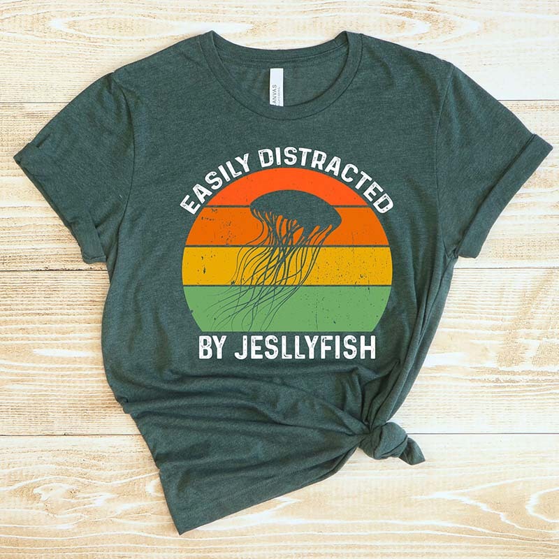 Easily Distracted by Jellyfish Ocean T-Shirt-carlalin