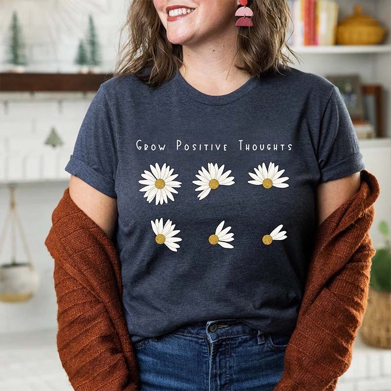 Grow Positive Thoughts Floral T-Shirt-carlalin