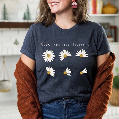 Grow Positive Thoughts Floral T-Shirt-carlalin