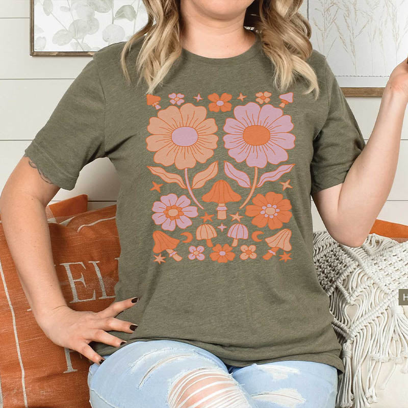 Daisy Mushroom Floral T-Shirt-carlalin