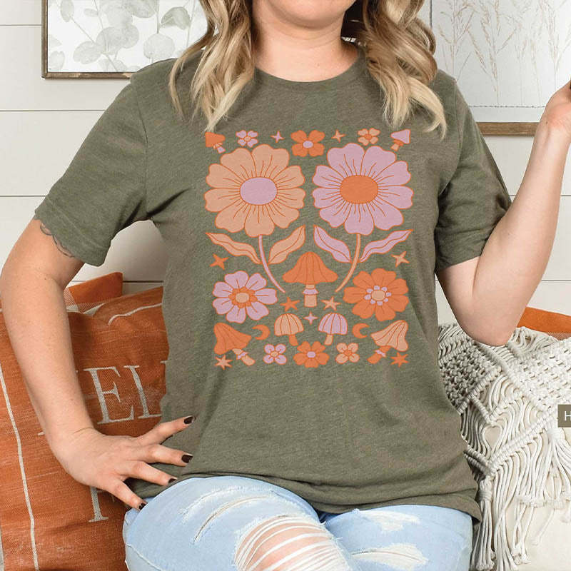 Daisy Mushroom Floral T-Shirt-carlalin