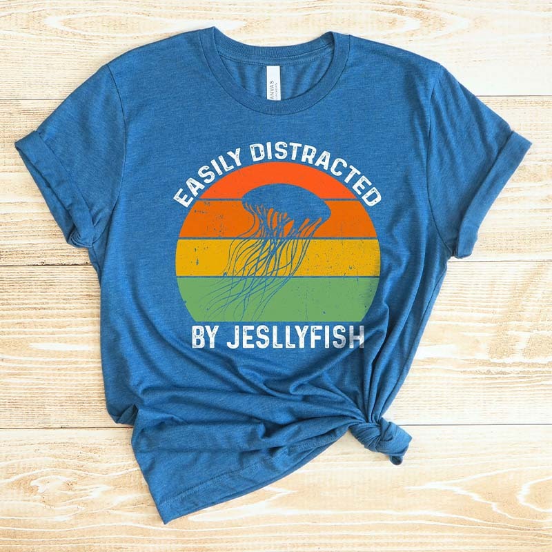 Easily Distracted by Jellyfish Ocean T-Shirt-carlalin