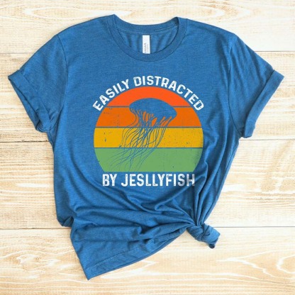 Easily Distracted by Jellyfish Ocean T-Shirt-carlalin