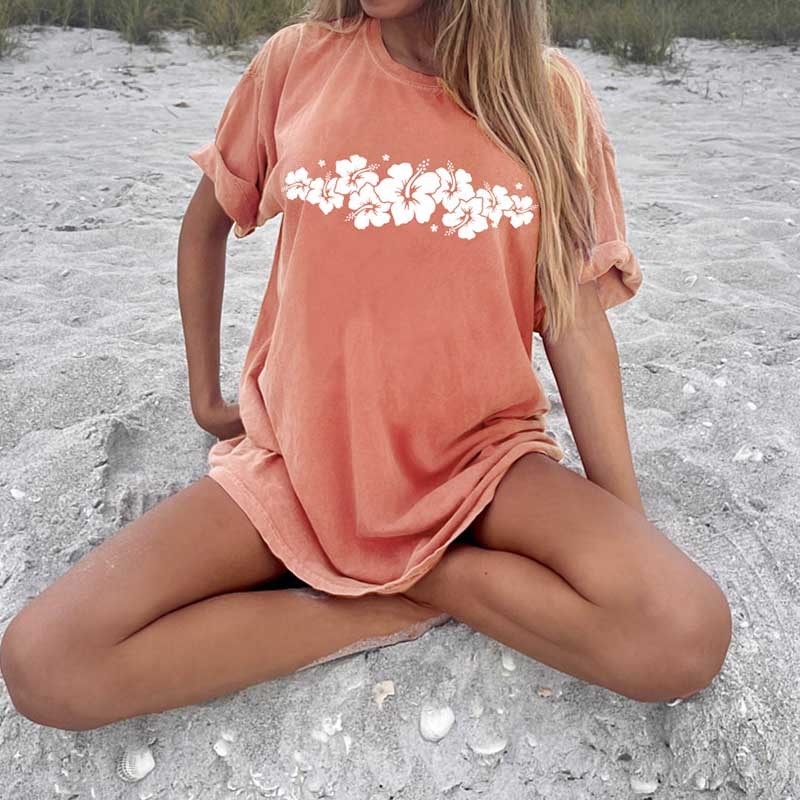 Hibiscus Flower Summer T-Shirt-carlalin